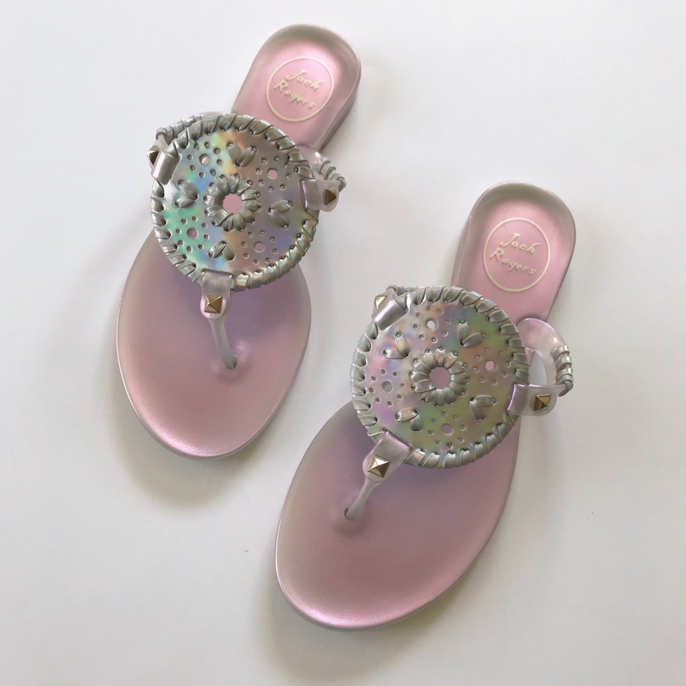 JACK ROGERS • NEW Georgica hologram jelly sandals